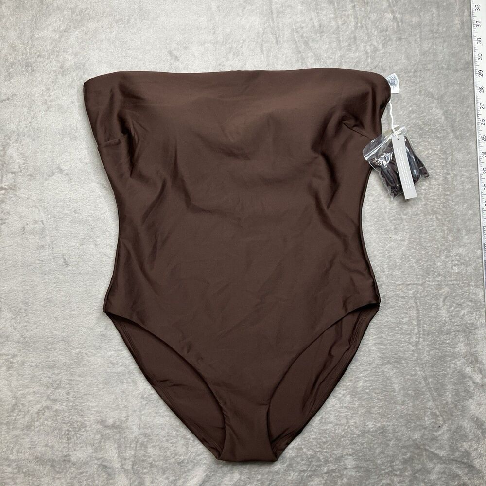 J.Crew Gemma‎ One Piece Swimsuit 18 Brown Classic Sculpt Convertible Strapless - Picture 2 of 8